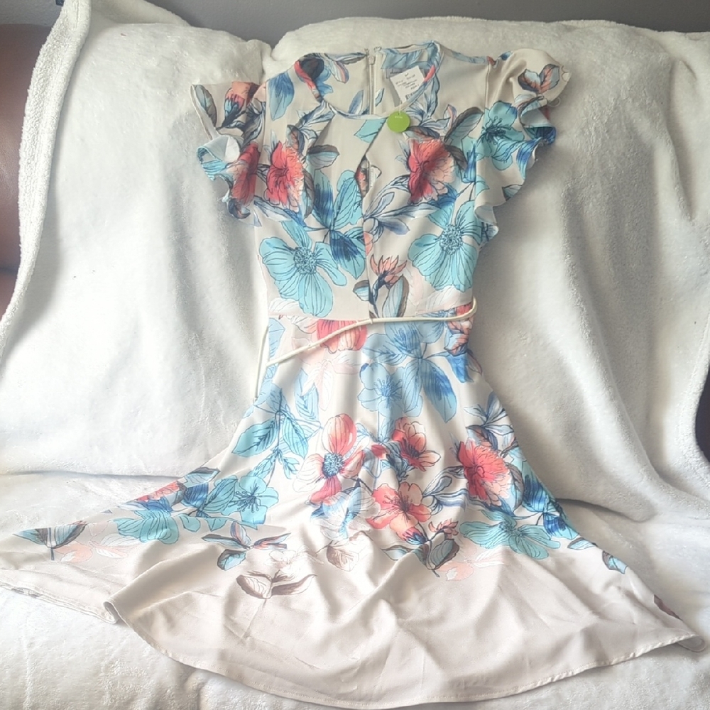 Danny & Nicole Blue Pink Cold Shoulder Sundress
